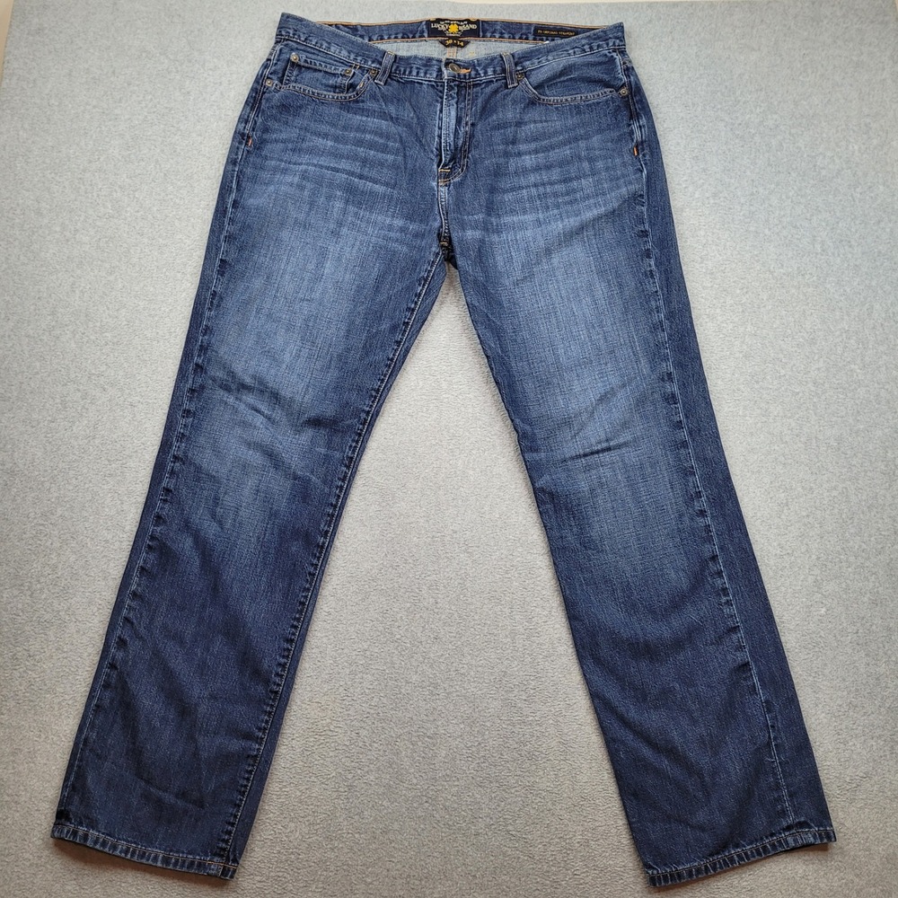 Lucky Brand 221 Original Straight Jeans Mens 38x34 Blue Denim 100% Cotton